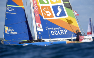 Olivier Le Poittevin à bord du voilier Mini 6.50 Des Pieds et Des Mains