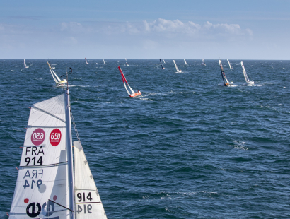 Flotte de bateaux au départ de la Mini Transat