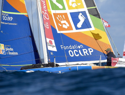 Olivier Le Poittevin à bord du voilier Mini 6.50 Des Pieds et Des Mains